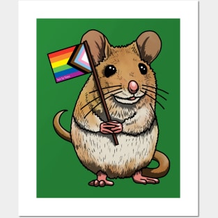 Mouse with Progress Pride Flag Posters and Art